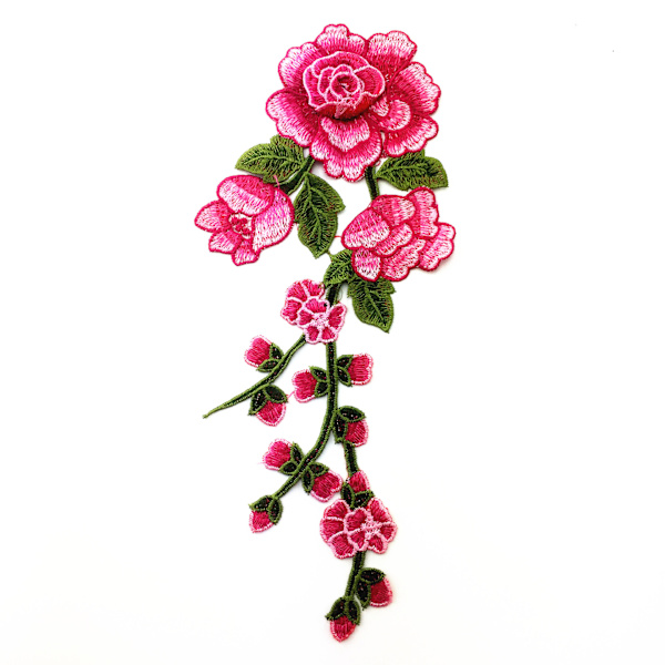 Broderade Stryk-på-lapp, 8 st Rosblommor Stryk-på-Applikationer L