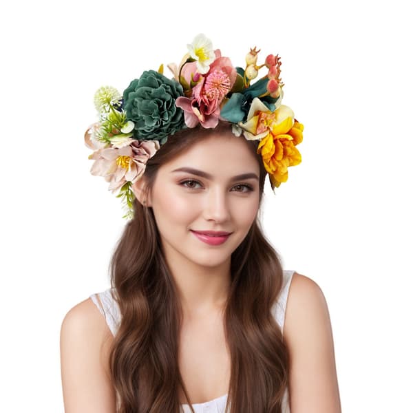 3 stk. Kunstig Blomsterhodebånd, Blomsterkrone, Strandbryllupshodebånd