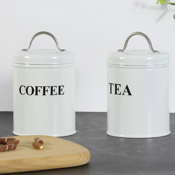 Kitchen Craft 3-delad vit te-, kaffe- och sockerförvaringsset, St