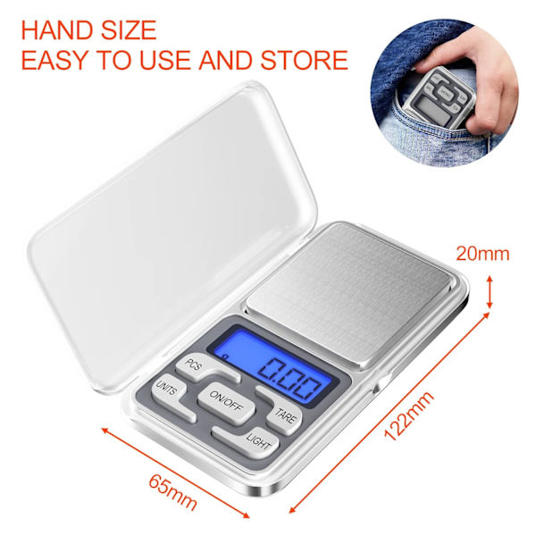 Presisjonskjøkkenvekt, 0,01 g-500 g, Mini Multifunksjonell Mat S