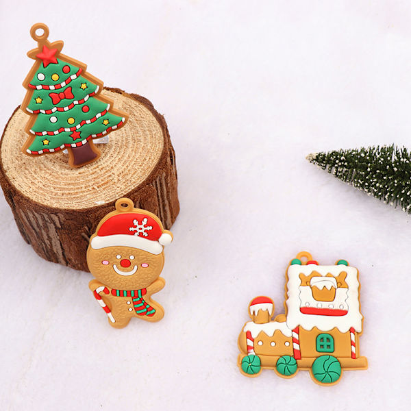 12 stycken pepparkaksgubbe julgranspynt (4*7cm), Mini pepparkaksgubbe pynt, Julgranshängande De
