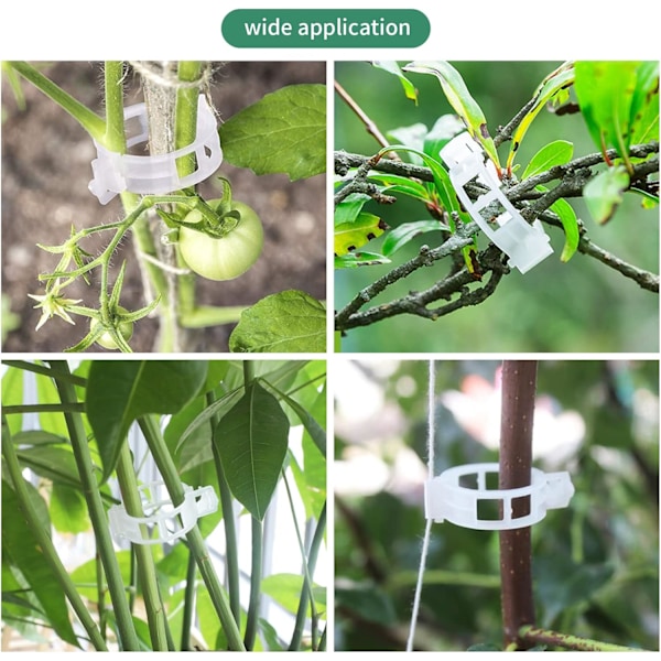 200 Stycken Tomatplantklämmor, Klätterklämmor, Trädgårdsplastklämmor, för Grönsaker, Växter, Tomater - Vita