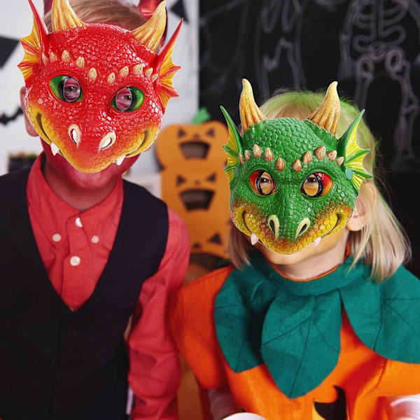 3D-lohikäärmepuolikas   Halloween-juhliin   Lohikäärme   Mardi Gras -juhlan naamiaisasuun   (punainen)