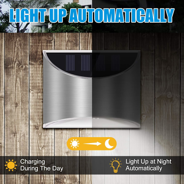 Solcellsdrivna Utomhuslampor 2-pack LED Solcellslampa Trådlös Belysning Vattentät Vägglampa för Trädgård Patio Yard (varmt ljus