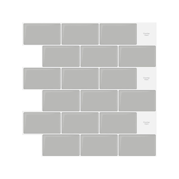 Peel and Stick Kakel Backsplash för Kök Vägg, 10-Blad Grå Tunnelbana Kök Backsplash Kakel (12\"×12\") Grey