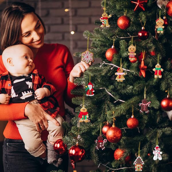 12 st Söta Pepparkaksmän Julgranspynt DIY, 3 tum, C