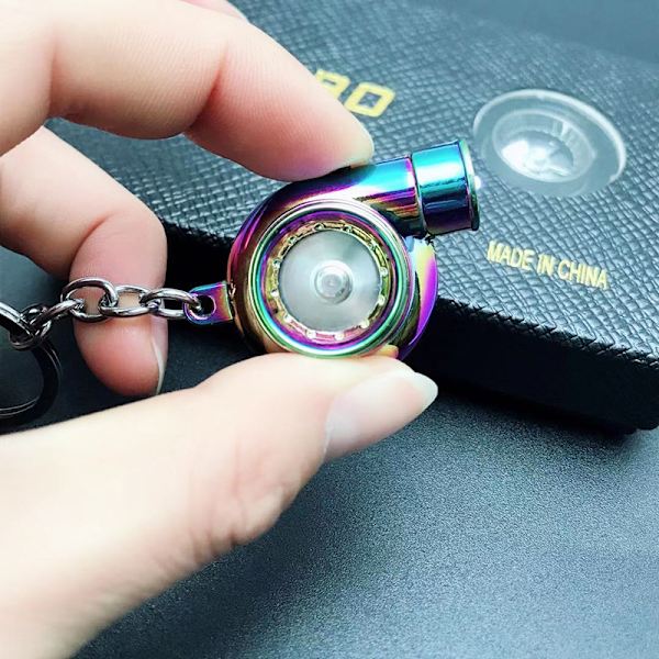 Kreativ Spindende Ny Charmerende Poleret Regnbue Turbo Turbolader Nøglering Nøglering Ring Nøglering Nøgleholder, Lav Fløjte S F