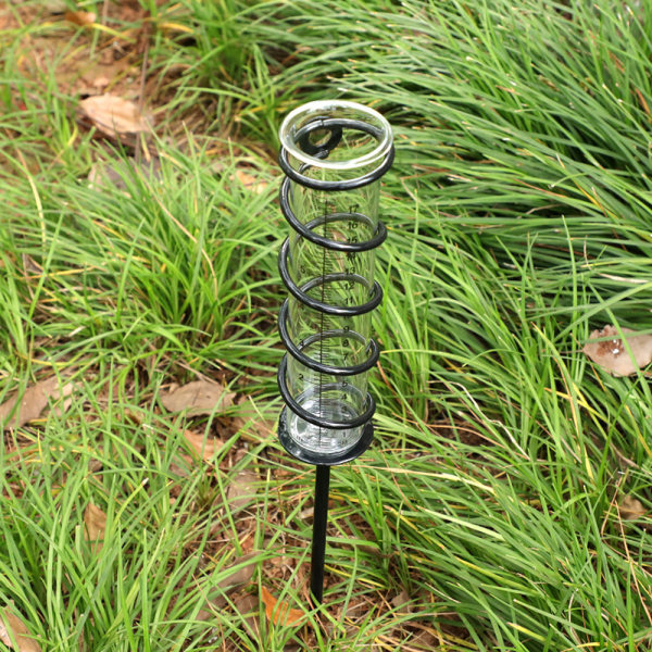 12cm Glas Regnmåler Spiral Regnmåler Metalramme Glas Regnmåler