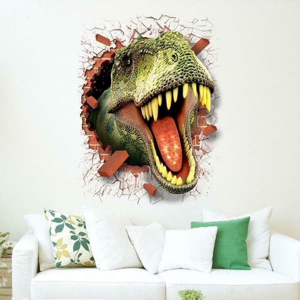 En bit 50×70CM 3D trasig vägg dinosaurie väggdekaler sovrum vardagsrum barnrum dekaler