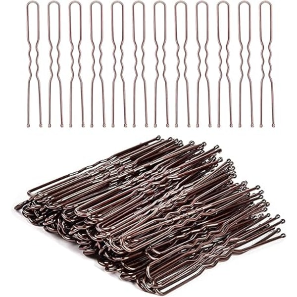 Hairpin, Hairpin Bun Clip, Women's Hairpin 50pcs Secure Hair Clips for Women Girls and Hair Salon (U-Shaped-Brown)