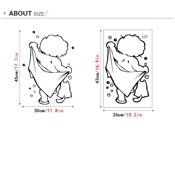 Kylpyhuoneen hauska poikien suihku kylpyhuoneen seinätaide tatuointi vinyyli tarra (43 * 26CM)