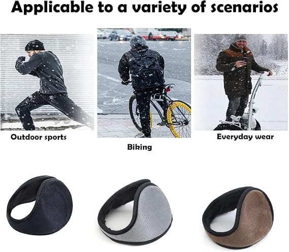 2 par Öronmuffar, Vikbara och Elastiska Fleece Öronmuffar, Vinter Fleece Öronmuffar Öronvärmare, för Utomhus, Cykling