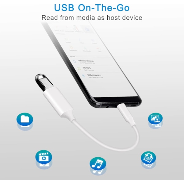 2 st vita USB C hane till USB 3.0 hona adapter 2-pack, Thunderbo