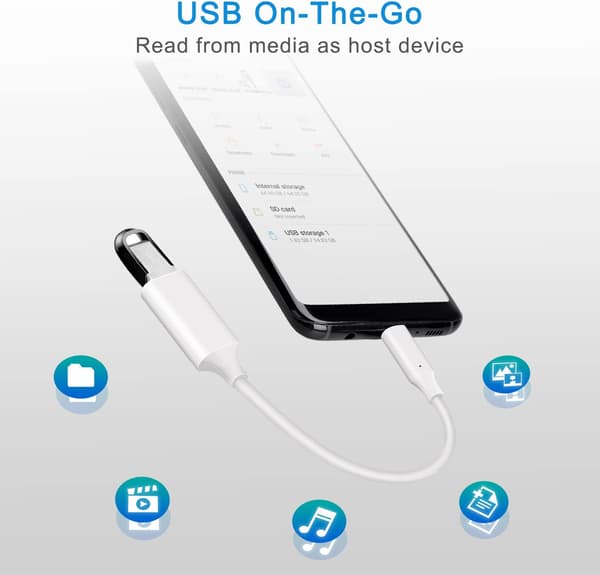 2 stk. Hvit USB C hann til USB 3.0 hunn adapter 2-pakke, Thunderbo