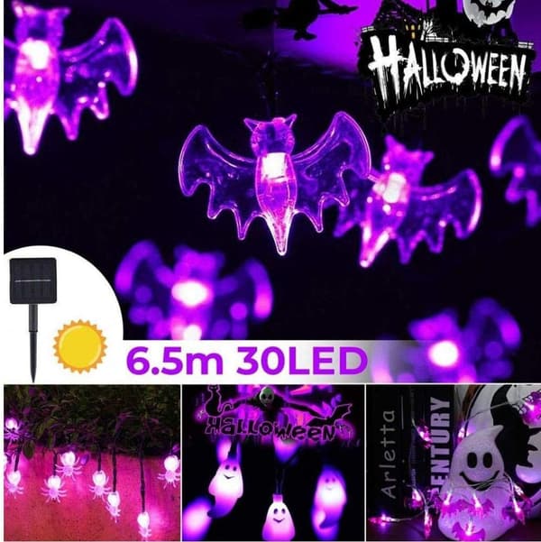 Halloween Spider LED Lys 30 LED Halloween Spider Lys Indendørs Udendørs Solcellelys