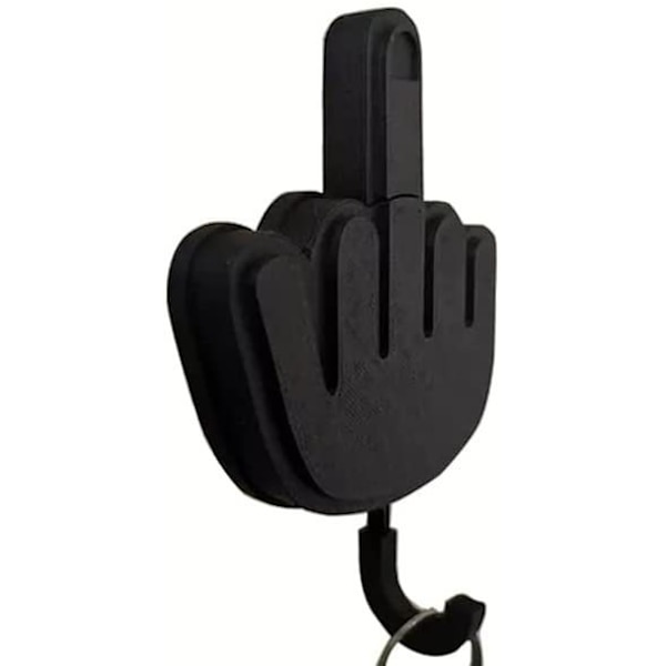 Svart Midtfinger Nøkkelholder/Selvklebende Morsom Gaveidé T