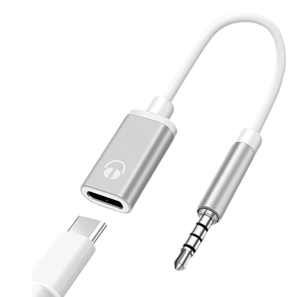 (B)3,5 mm hann til type-c hunn hodetelefonkonverter flat til rund analog sving
