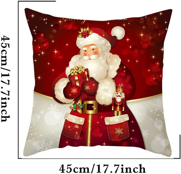 Sæt af 9 Jule Pudebetræk, Pudebetræk 45x45 Julepynt, Peach Skin Polyester, Julepynt Pude