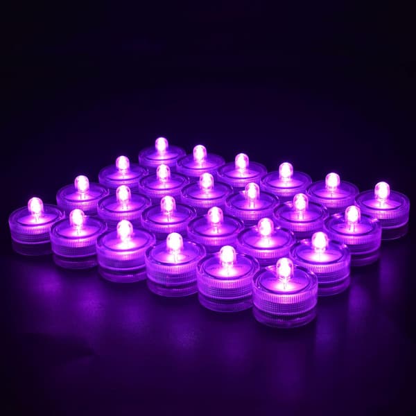 Rosa 24 stk Vanntette Runde Mini LED Te Lys I