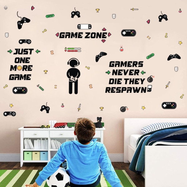 Spelrum Dekoration Spelvägg Dekaler Klistermärke Pojkars Rum Dekaler Videospel Dekoration Ät Sov Spel Vägg Dekal för Gamer B