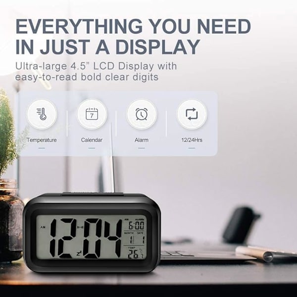 Digital väckarklocka, LED digitalklocka med temperaturvisning,