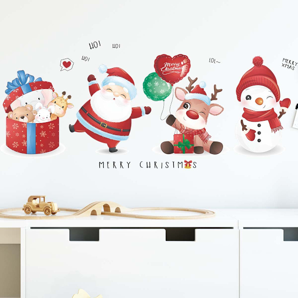 (30*90cm) Snögubbe, Rensa, Jultomte Väggdekal Julgåva O