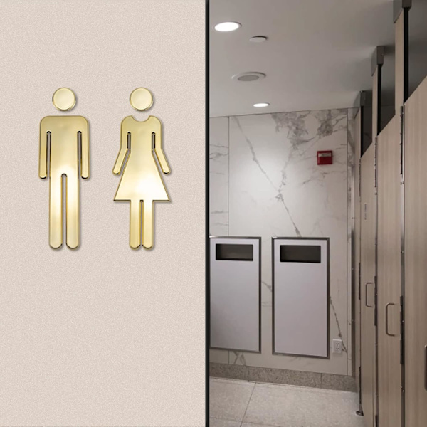 Guld Toalett Skylt Toalettplatta för Badrum, 1 Par Dörr Namnskylt Toalett Skylt Dekaler Skylt Symbol Män och Kvinnor Bad