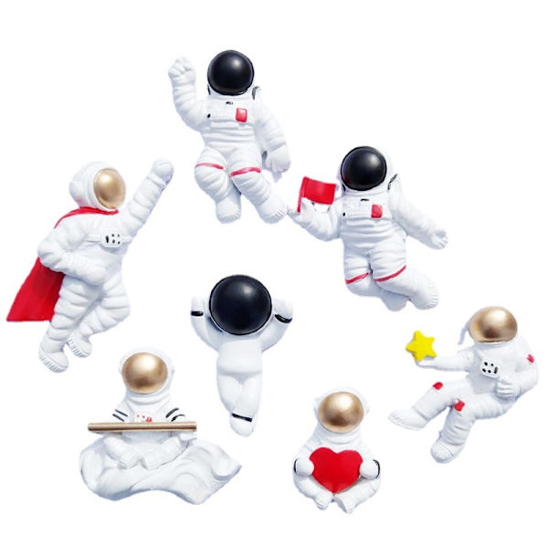 (Astronautti lippu kädessä - Kulta) 2 kpl, koristeellinen jääkaappimagneetti