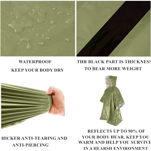 4x Nödsituationstermisk Vattentät Sovsäck Camping Överlevnad Bivvy Sack 100x120cm