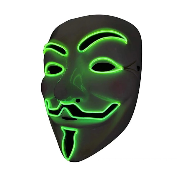 Lätt LED V-Vendetta EL-tråd Ljus Halloween Fest Kostym, grön