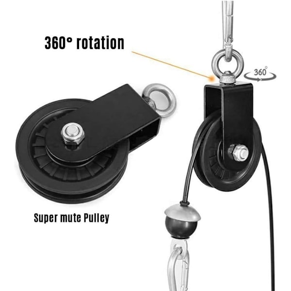 Blok 90mm Idler Remskive med 360° Roterende U-Beslag til Fitness,