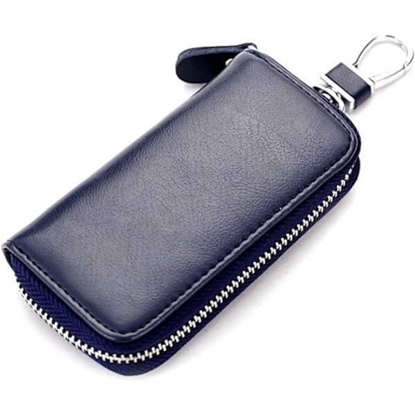 (Royal Blue) Herre Lær Nøgle Etui Ko Læder Lynlås Nøgle Etui-Gener Royal Blue