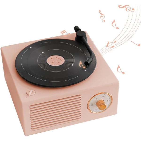Vintage Bluetooth-høyttalere Rosa Kreativ Vinyl Platespiller, Min