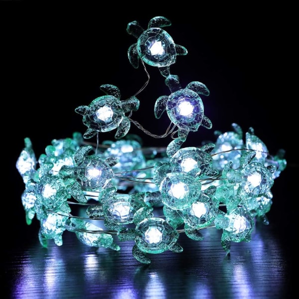 Sea Turtle Decorative String Lights, 13.1 Ft 40 LED USB Plug-in Silver Copp