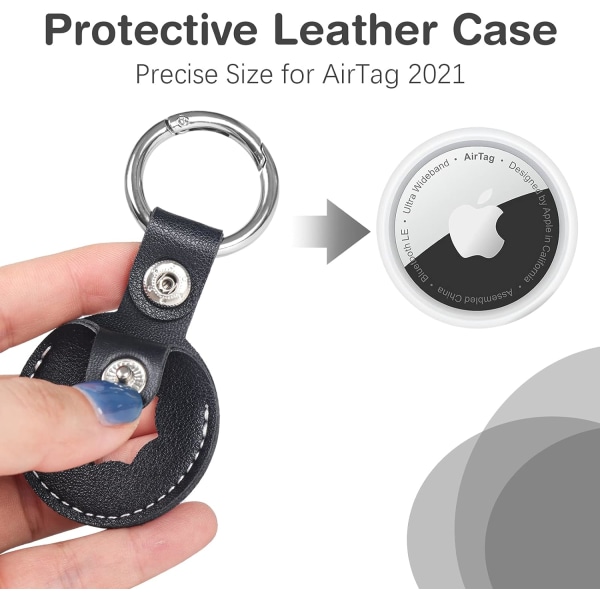 2-delt Airtag nøgleholder, Airtag etui, beskyttende cover PU læder