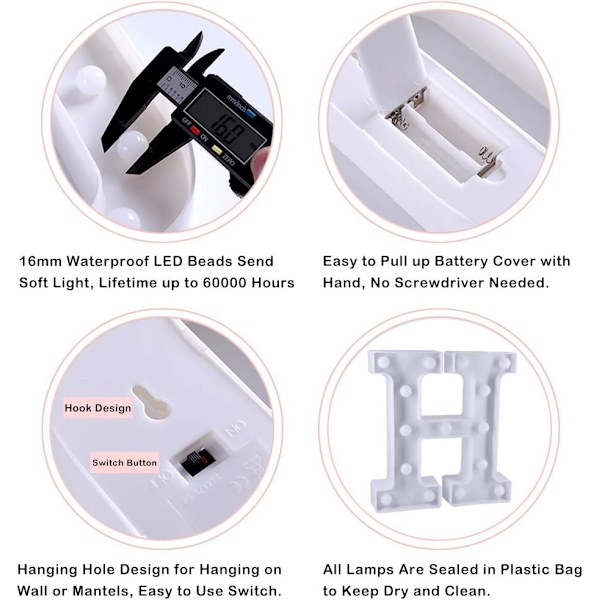 (H)Lysende Bogstaver Lysende Alfabetisk Lampe LED Bogstavlys G