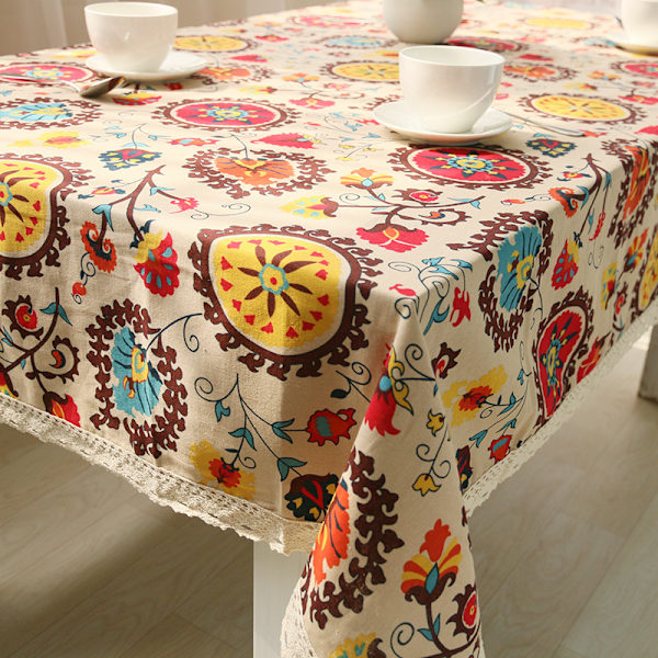 (140*180cm) Bomulds- og linneddug Etnisk Moderne Bohemian Blomster Jacquard Vaskbar Sm