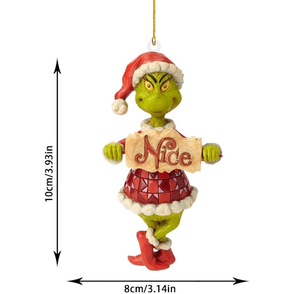 6 stk Akryl Juletræspynt Søde 2D Grinchs Julehæng, Jul til Indendørs og Udendørs, Hjemmedekoration