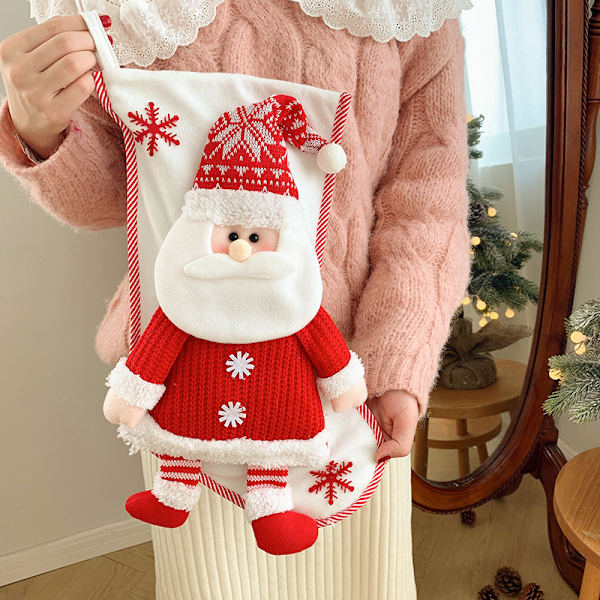 Julstrumpa, 1 st julgåva, stor julstrumpa med tomte snögubbe A, julstrumpa till A