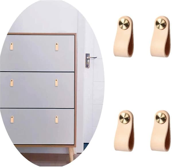 Læderhåndtag 8 stk. Lædermøbelhåndtag Skab Ha