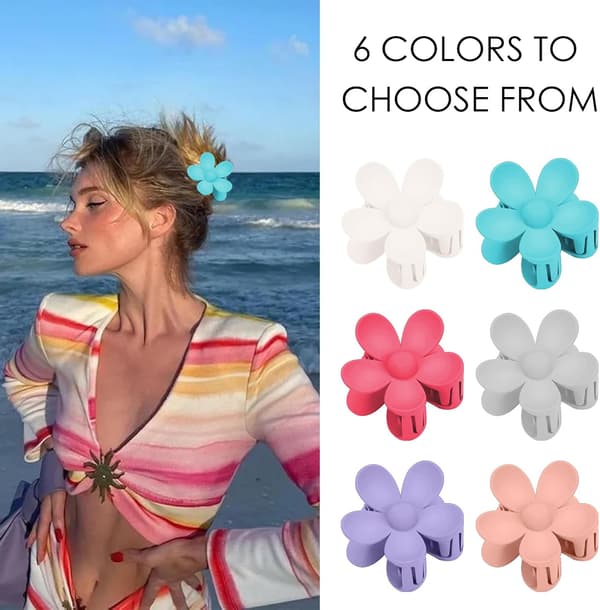 6 stk. hårklips søte matte klokkeklips, plastblomster hårklips