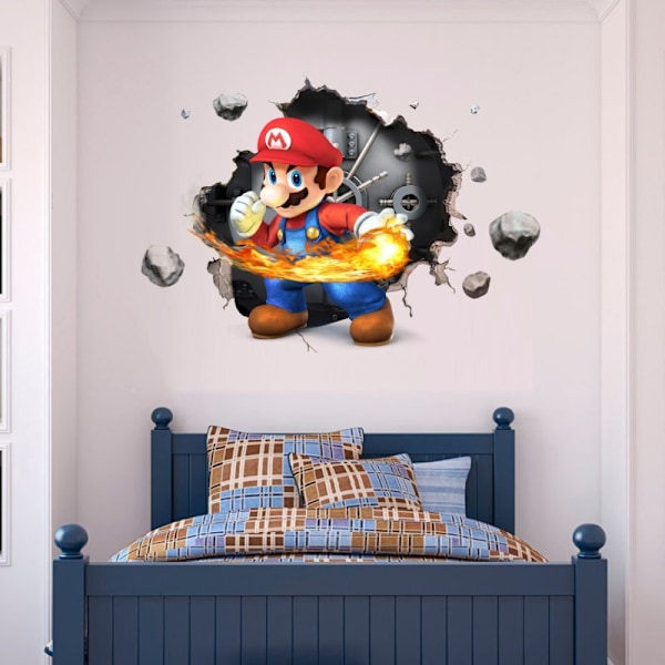 Dekor 33 × 47cm 3D ødelagt vegg Mario barnerom veggdekorasjon klistremerker, veggdekorasjon Super Mario er app