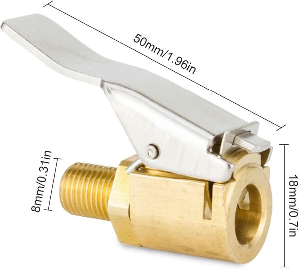 2 st Auto Mässing 8mm Däck Luft Chuck, Mässing Däckventil Luftpumpklämma, Bil Luftpumpgänga Munstycke Adap
