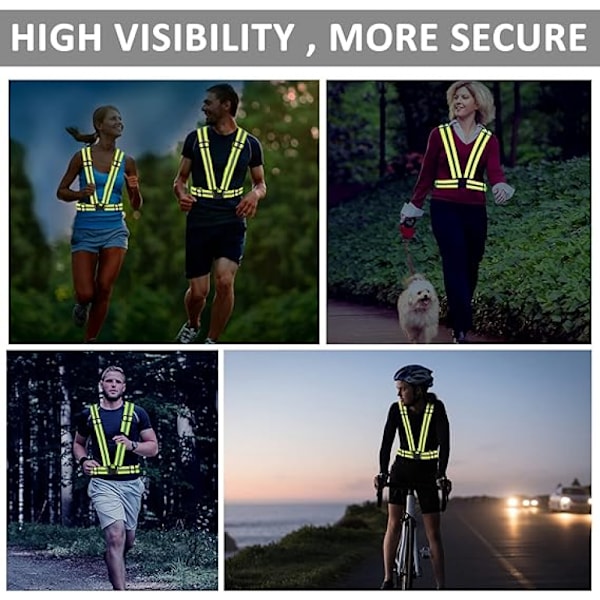 10 stk. Reflekterende vest (Fluorescerende grøn) - Løb vest reflektor, Reflekterende løbeveste