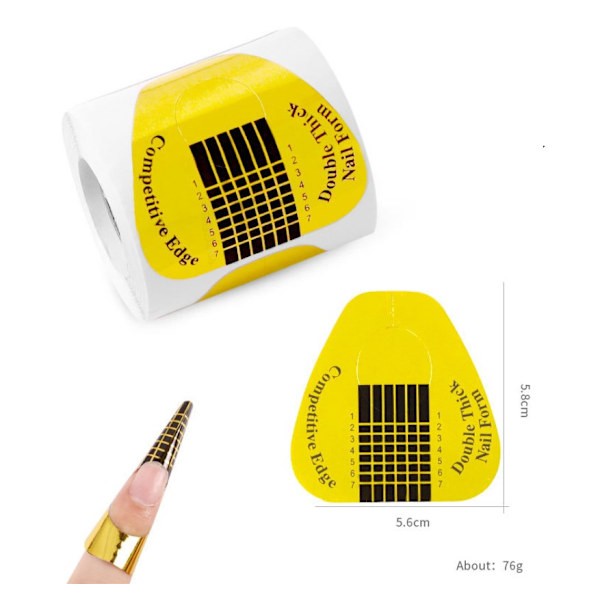 100 st Nail Art Forms Stickers Självhäftande Nagelformar Förlängningsguide Tips för Akryl UV Gel N