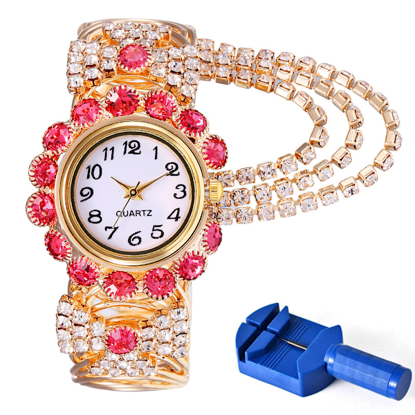 Damklocka Easy Reader Date Röd 32mm Casual Klocka, Kvartsklockor med Rem A