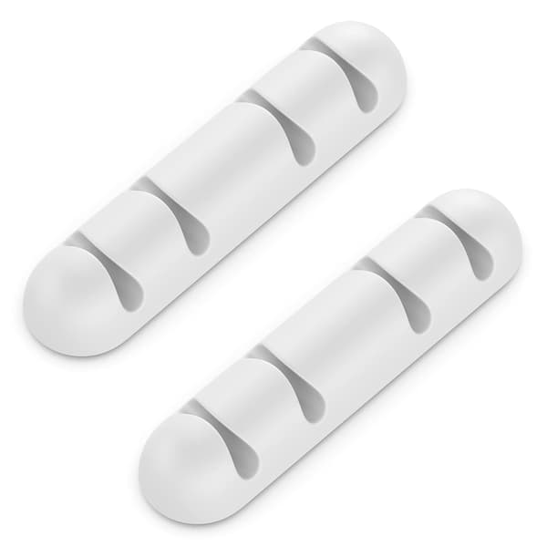 (Vit) 2x Kabelhållare Kabelklämmor Varje för 4 Kablar Kabelhantering Orga