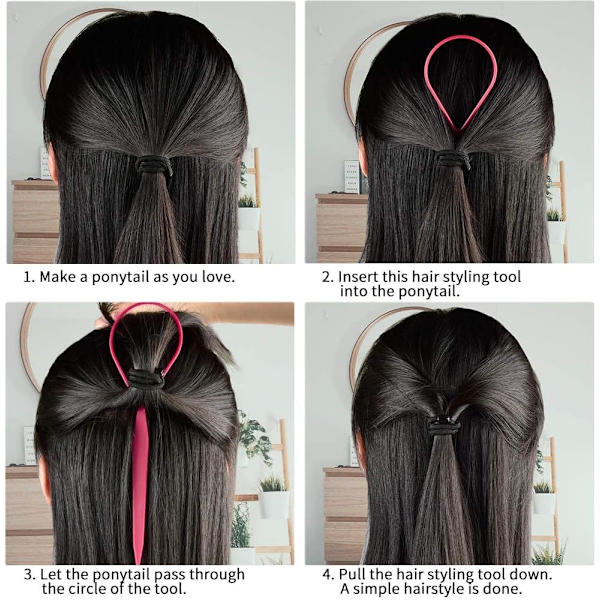 Set med 2 tillbehör, hårstylinghjälpmedel, hårband, svart, för bulle, vridet, twist C