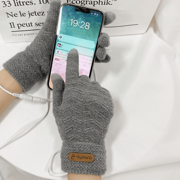 USB-opvarmede handsker til mænd og kvinder (denimblå), vintertouchscreen-opvarmede luffer håndvarmer vask