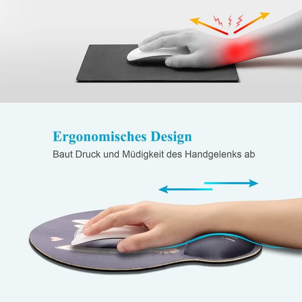 Kawaii Kat Ergonomisk Musemåtte med Håndledsstøtte Kawaii Kat Mønster